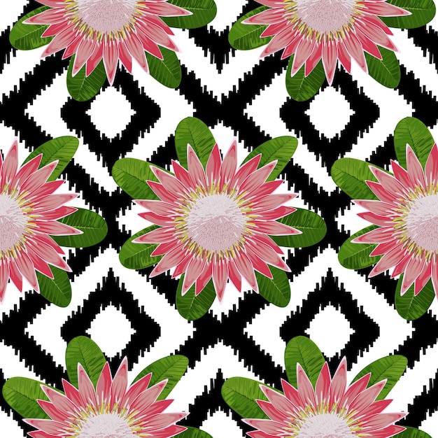 Protea Boho Seamless Pattern