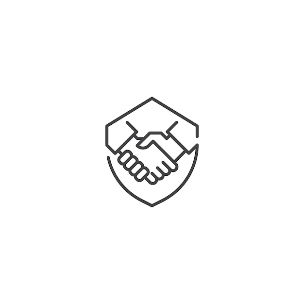 Protect deal, handshake shield. Vector icon template