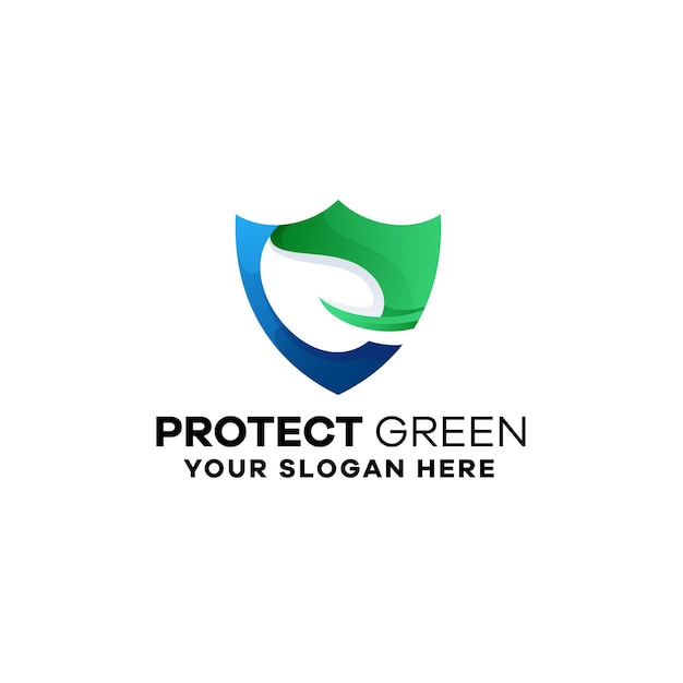 Protect Green Gradient Colorful Logo Template