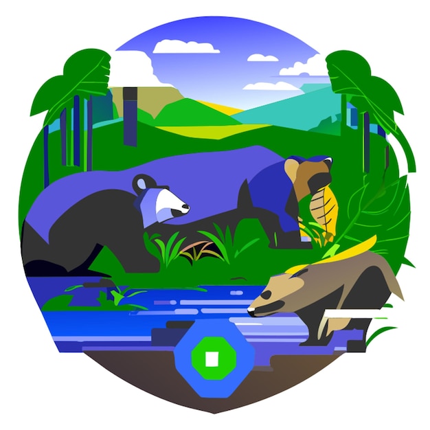 Vector protecting endangered species in natural habitat vector illustration flat 2