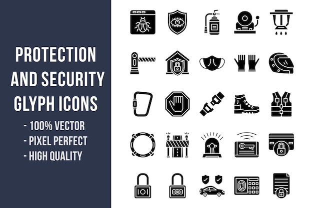 Protection and Security Glyph Icons