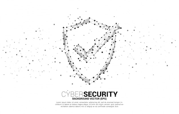 Protection shield with checked mark icon from dot connect line polygon network. concept of guard security and safety