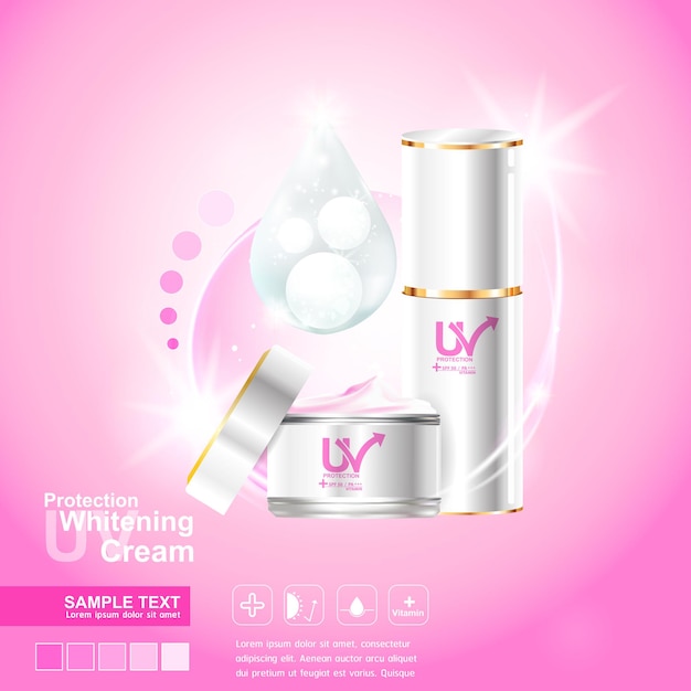 Protection UV Vector on Pink Background for Skincare Products