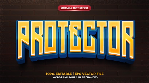 Protector game 3D cartoon game editable text effect