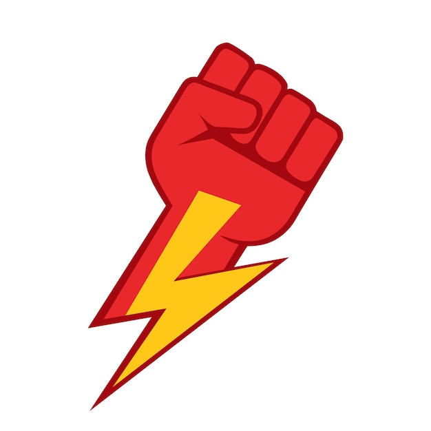 Protest fist with lightning People protesting Clenched fist raised up Gym logo