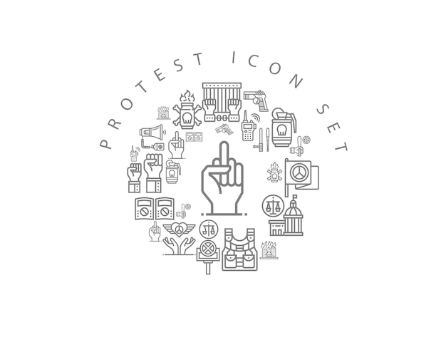 Protest icon set design