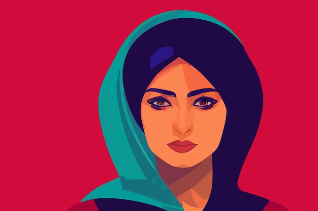 Vector protest in iran image of a beautiful iranian girl wearing a hijab in red tones