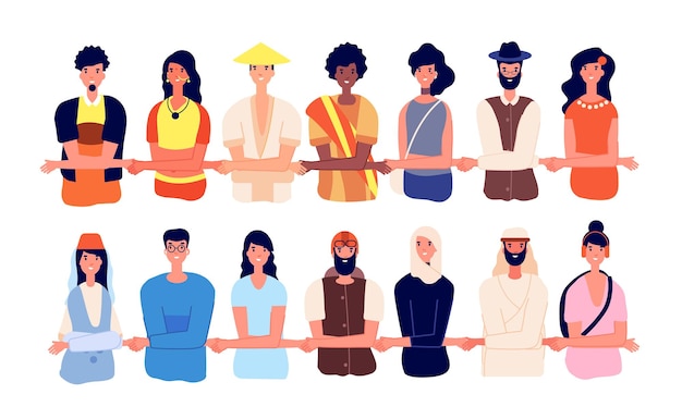 Protesters together. Women protest, group friends united and holding hands. Cartoon friendly people, entrepreneur team diverse students vector. Illustration protest diversity demonstration