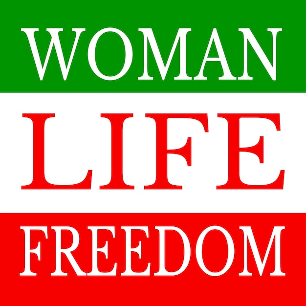 Protests in Iran vector poster Woman freedom life Iranian flag Solidarity with Iranian women