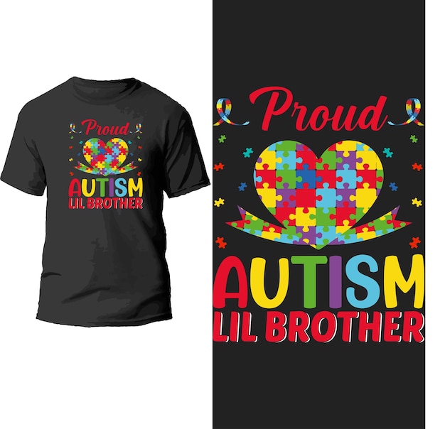 proud autism lil brother t shirt design