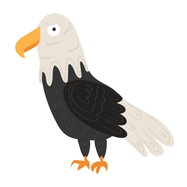 Proud bald eagle Vector illustration flat cartoon style