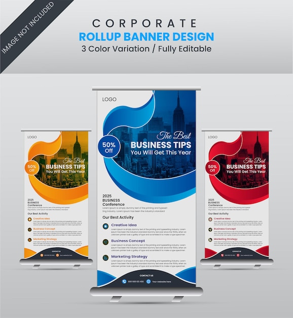 PSD modern business rack card or Rollup banner flyer templates