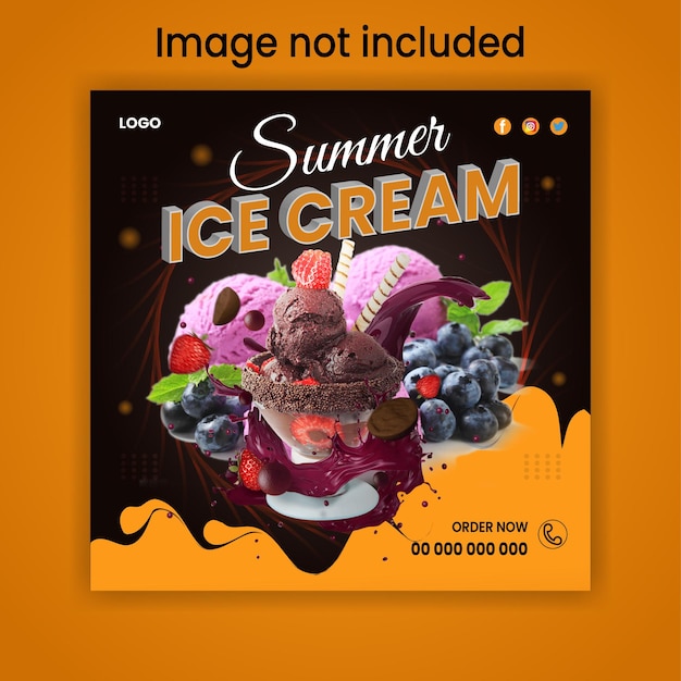 PSD special delicious ice cream social media banner post design template