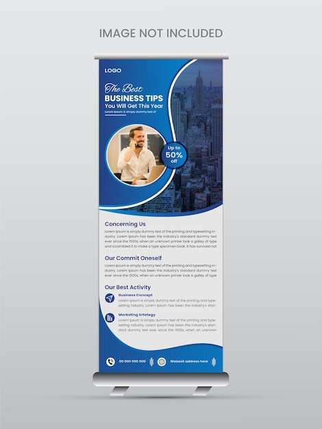 PSD vector business roll up display standee for exhibition purpose