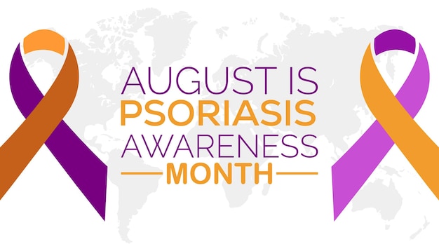 Psoriasis awareness month is observed every year in Augustbanner design template Vector