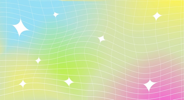 Psychedelic gradient background with stars and lines Retro 60s80s style