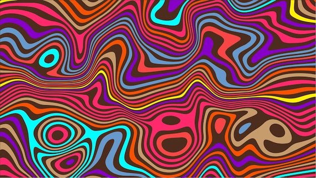 Psychedelic groovy background Liquefy lines background