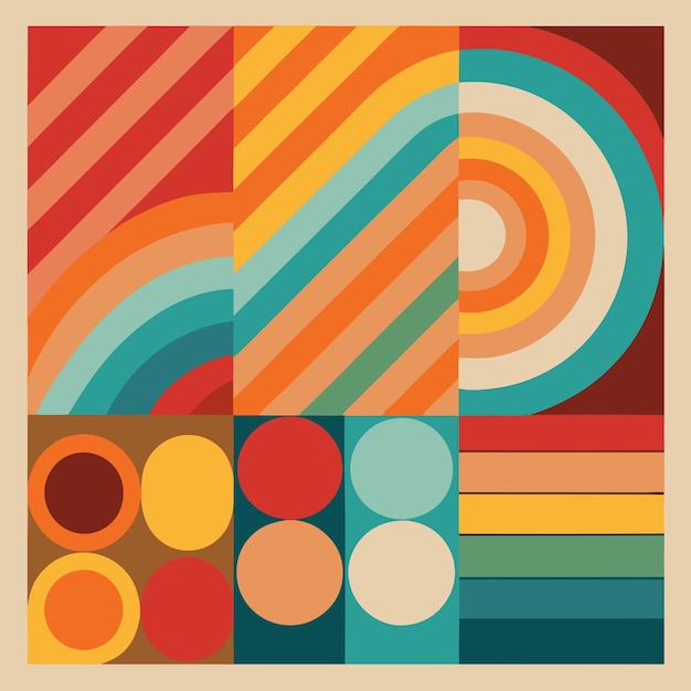 Vector psychedelic pop retro color palette template