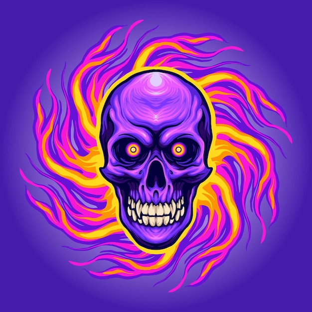 Psychedelic skull magic trippy illustration for your merchandise tshirt stickers and label design