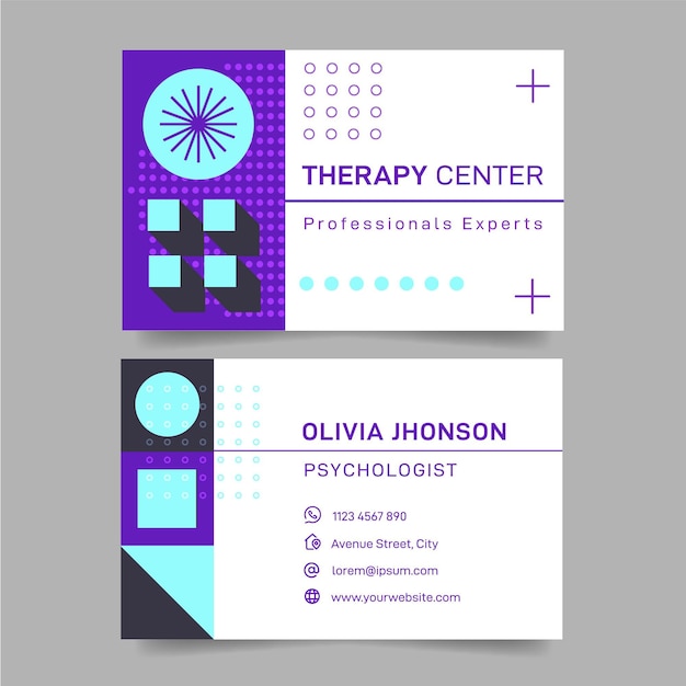 Psychology double-sided horizontal business card template