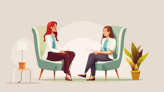 Vector psychotherapy concept illustration with female patient