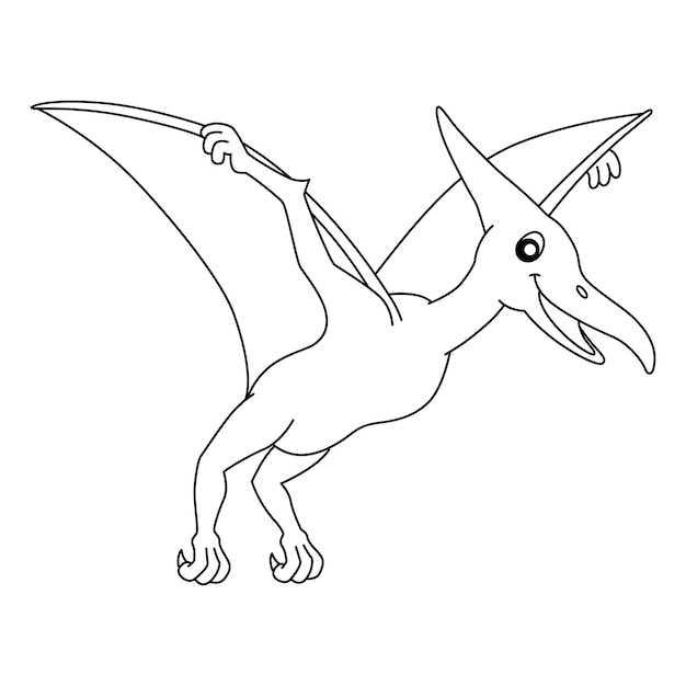 Pterodactyl Coloring Isolated Page for Kids