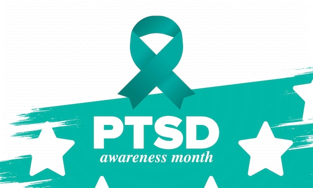 PTSD Awareness Month in June Post Traumatic Stress Disorder Medical healthcare design Vector art