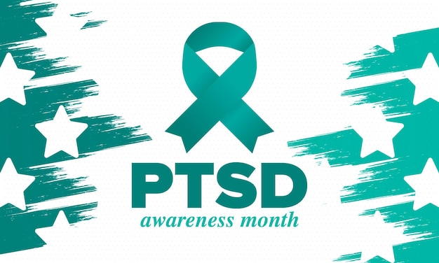 PTSD Awareness Month in June Post Traumatic Stress Disorder Medical healthcare design Vector art