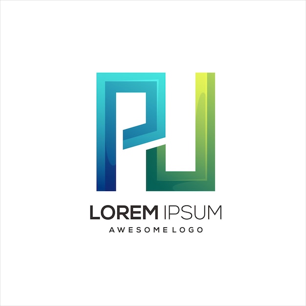 Pu letter logo initial colorful illustration gradient