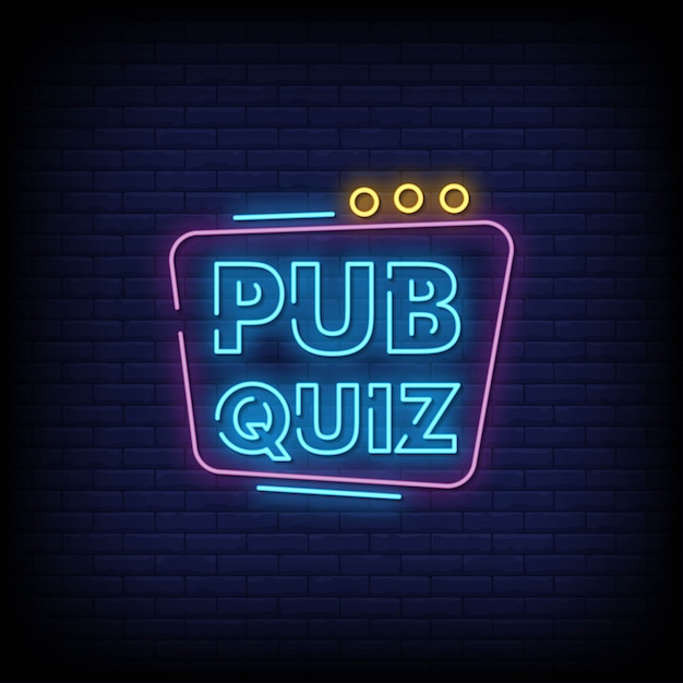 Pub Quiz Neon Signs Style Text Vector