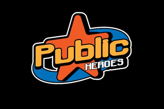 Public heroes logo on a black background