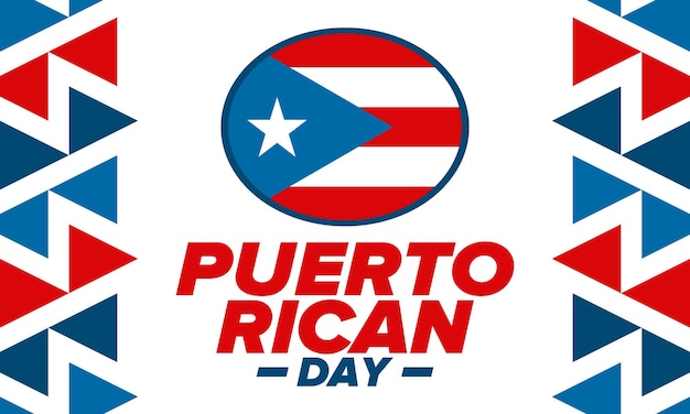 Puerto Rican Day National happy holiday Independence freedom festival Puerto Rico flag Vector