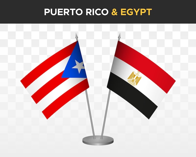 Puerto Rico vs egypt desk flags mockup isolated 3d vector illustration table flags