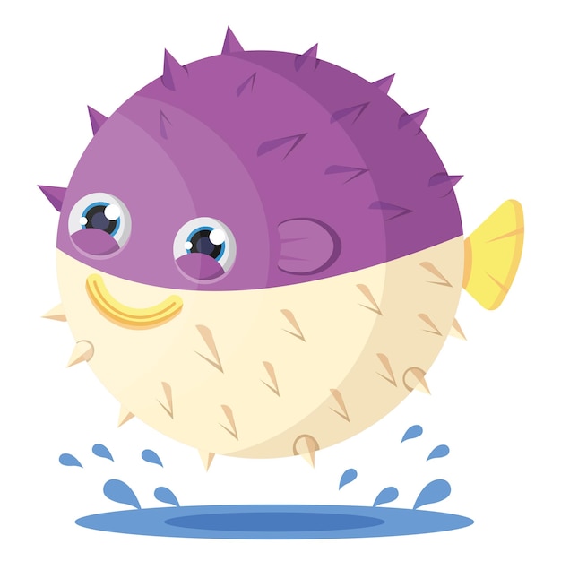 pufferfish cartoon smiling vector illustration