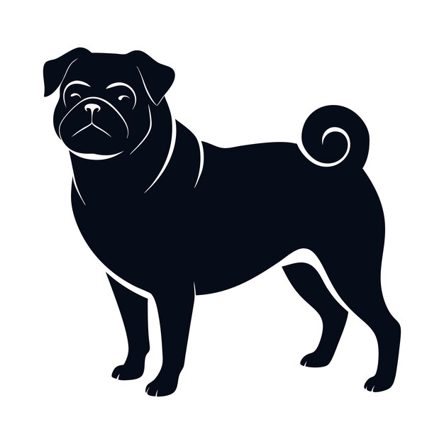 Vector pug dog isolated vector illustration