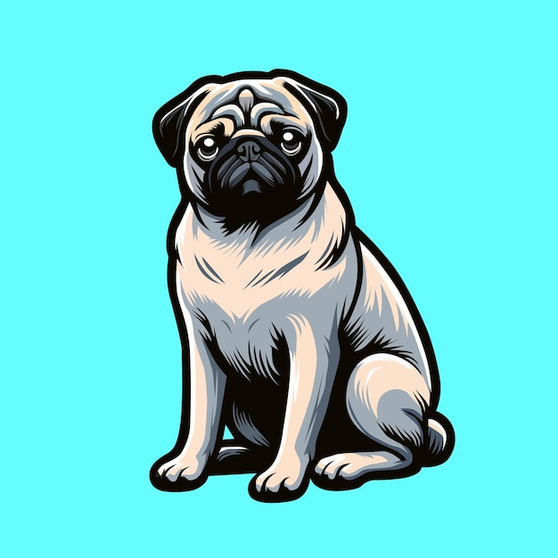 Pug Dog sitting vector illustration