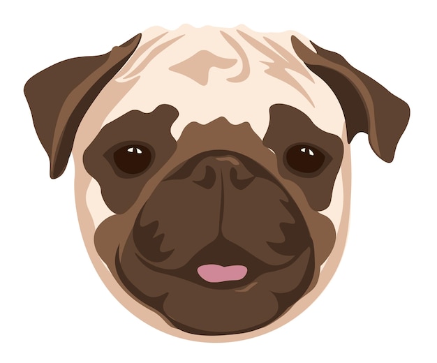 Pug head Cartoon hero puppy The dog with his tongue sticking out is smiling