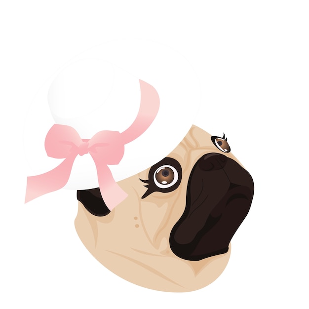 pug lady dog ribbon