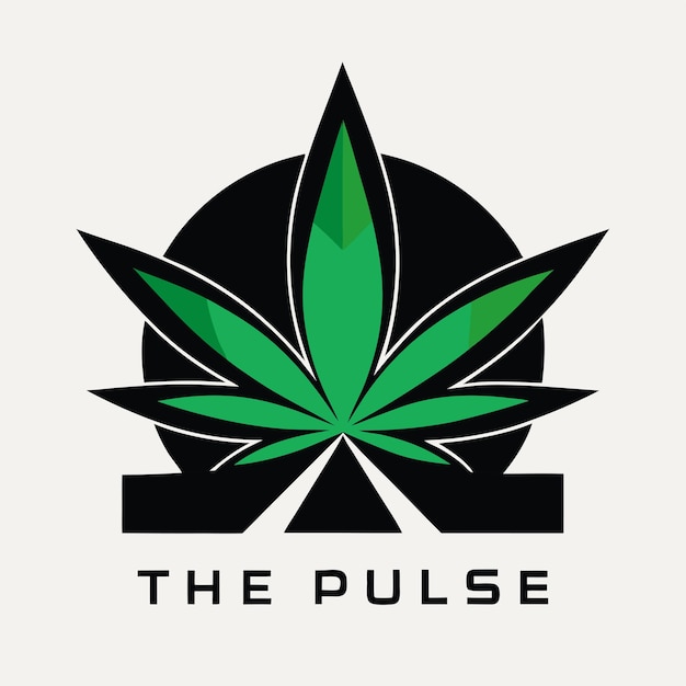 Vector the pulse leaves cannabis logo design concept vector art and illustration