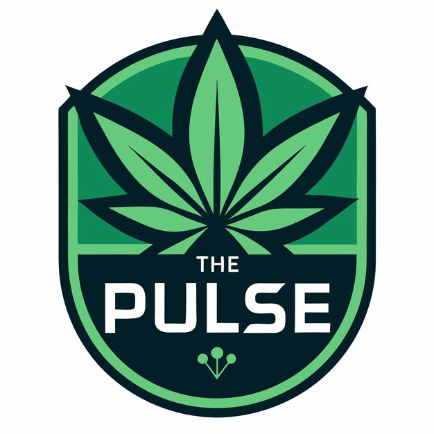 Vector the pulse leaves cannabis logo design concept vector art and illustration