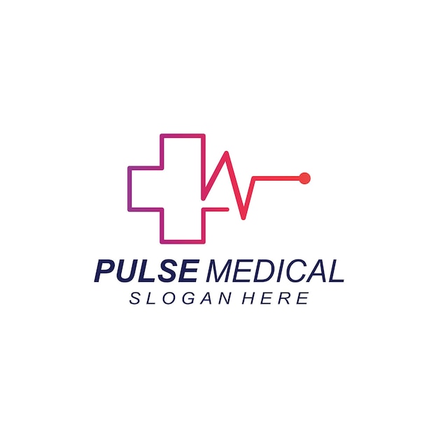 Pulse line or medical wave Vector logo design concept illustration template