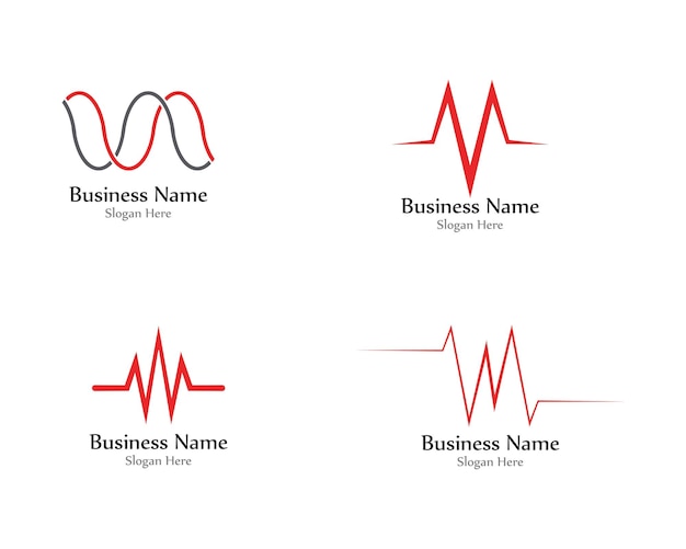 Pulse line wave sound logo vectors