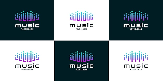 Pulse music player logo element. equalizer music logo design with gradient color