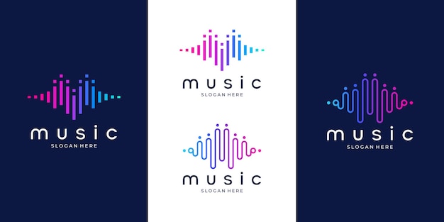 Pulse music player logo element. Logo template electronic music, equalizer, store, audio wave logo concept.