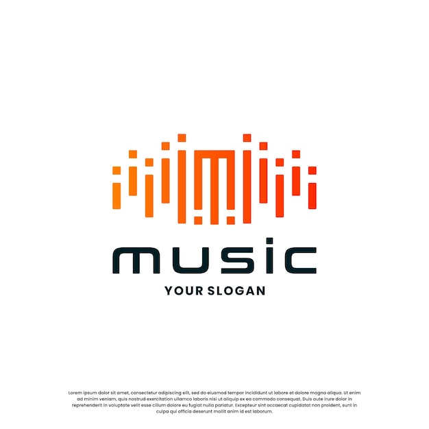 Pulse music with letter M logo design equalizer icon logo music inspiration