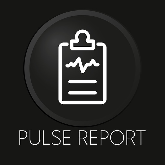 Pulse report minimal vector line icon on 3D button isolated on black background Premium VectorxA