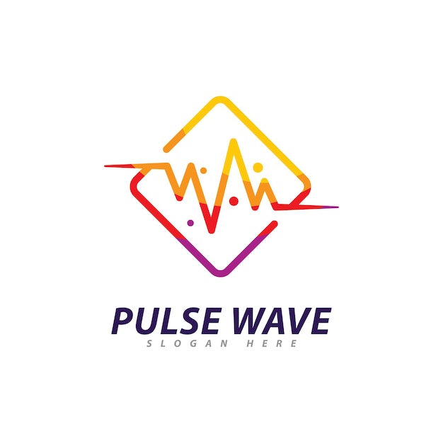 Pulse Wave logo Vector Creative Sound waves logo concept design template