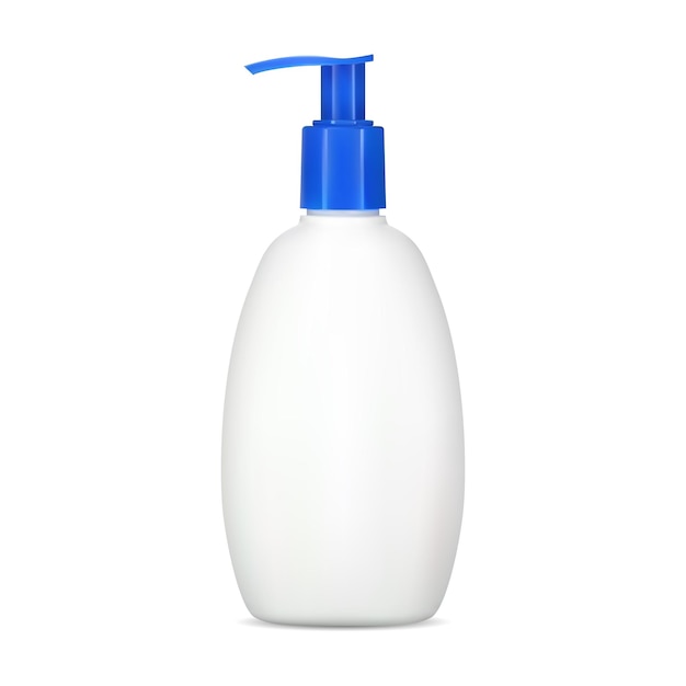 Pump shampoo bottle mockup white container Liquid soap dispenser package Realistic template