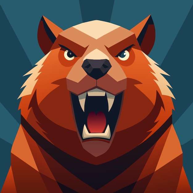 Vector a pumpedup snarling angry capybara vector illustration flat 2