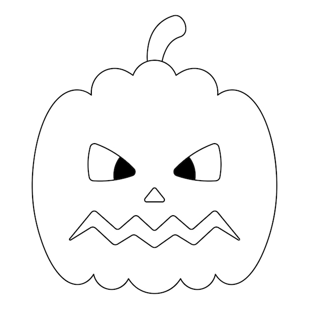 Pumpkin. Angry facial expression. Sketch. Halloween symbol. Ominous grimace. Jack-lantern.